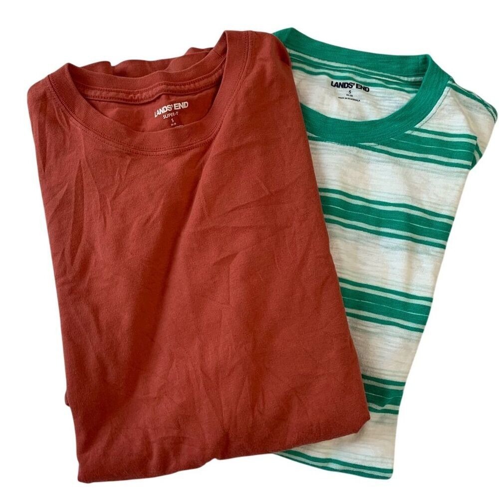 Lands' End Men's Striped T-Shirt Bundle Size S Short‎ Sleeve BUNDLE 2 shirts